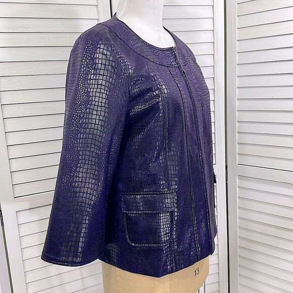 Susan Graver Jacket Size Large Embossed Faux Croc NWOT - Picture 4 of 12